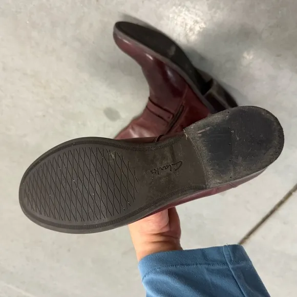 Clarks Pita Vienna Buttery Leather Burgundy Riding Boots Size 9