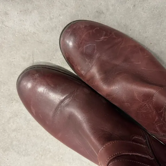 Clarks Pita Vienna Buttery Leather Burgundy Riding Boots Size 9