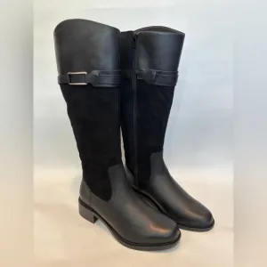 Clarks womens black leather zip up Maye Carly tall riding boots size 9 WIDE NWOT