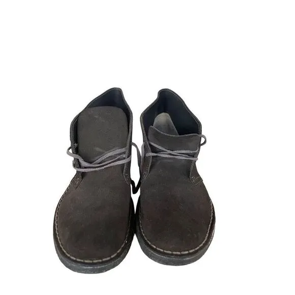 Clarks Womens Black Lace Up Round Toe Leather Suede Desert Boots Size 10.5