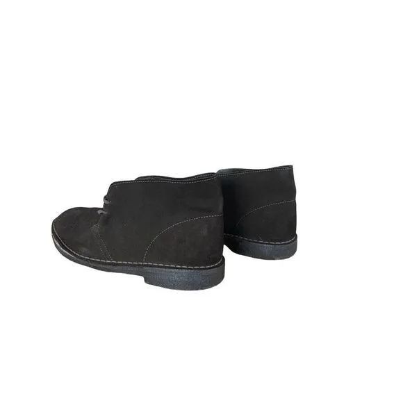 Clarks Womens Black Lace Up Round Toe Leather Suede Desert Boots Size 10.5