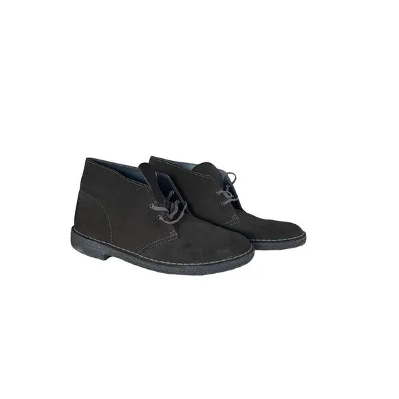Clarks Womens Black Lace Up Round Toe Leather Suede Desert Boots Size 10.5
