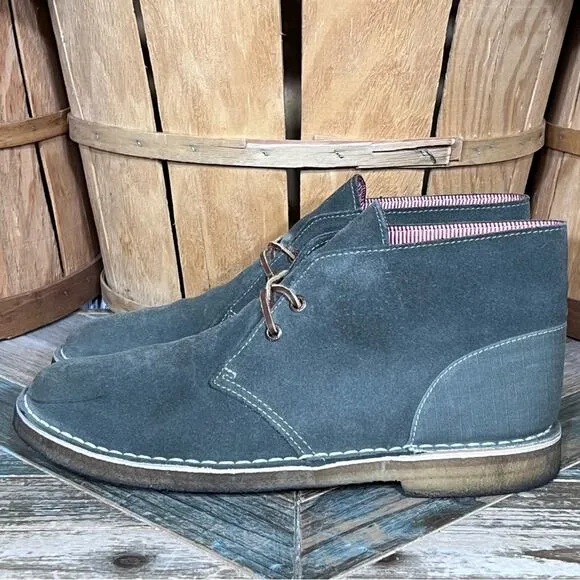 Clarks x Herschel Sage Green Suede Denim Limited Edition Desert Boots Mens 10.5
