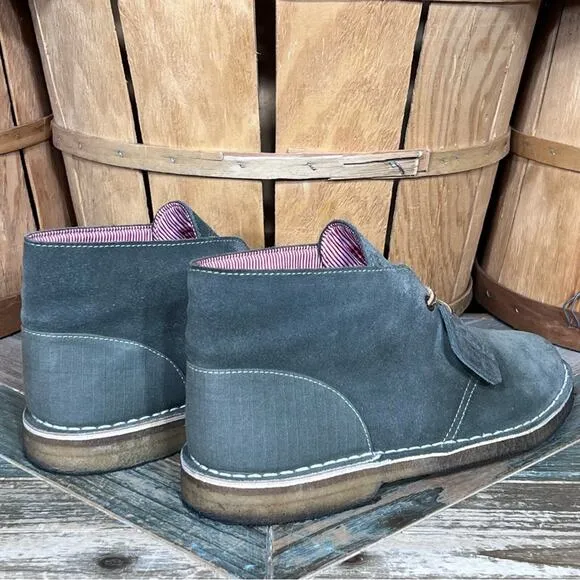 Clarks x Herschel Sage Green Suede Denim Limited Edition Desert Boots Mens 10.5