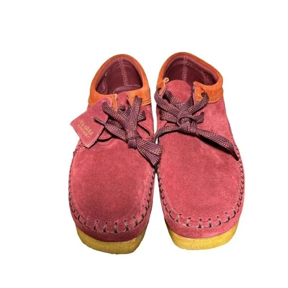 Clarks Red and Orange Chukka Boots with Suede Finish