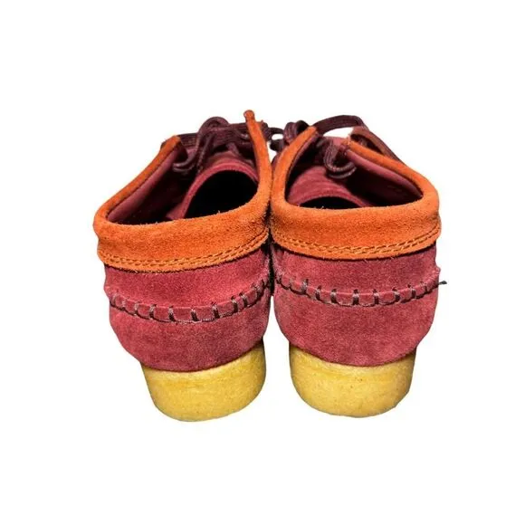 Clarks Red and Orange Chukka Boots with Suede Finish