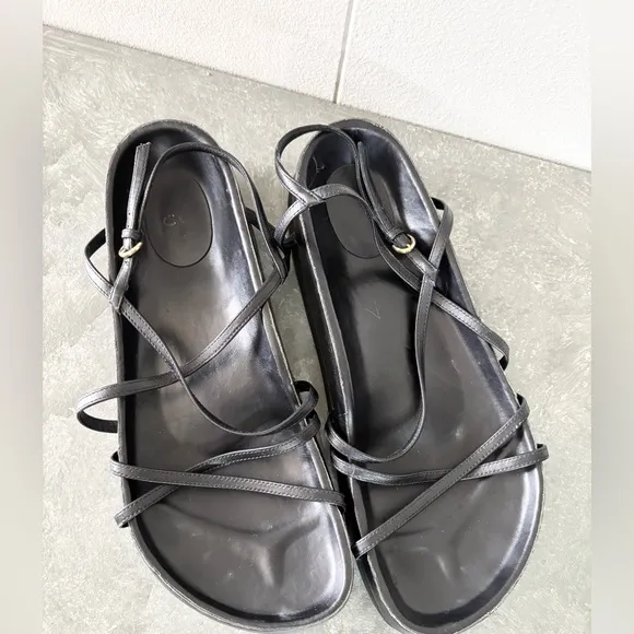 CO. Black leather strappy sandals size EU 38 (US 7.5)