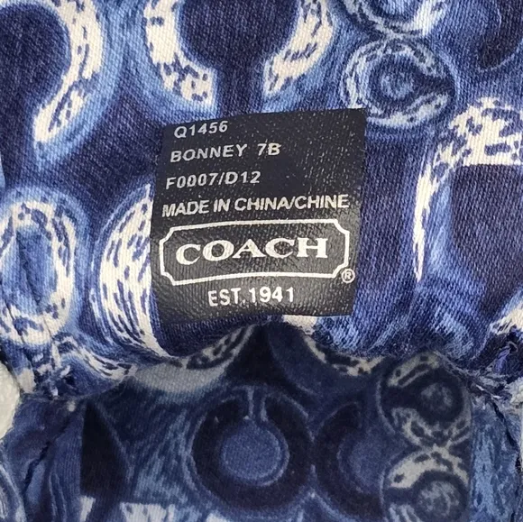 Coach &quot;Bonney&quot; Blue Signature Denim Jacquard High Top Sneakers 7 B