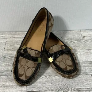 Coach FRIDA Slip on Loafers 8.5 Signature Monogram Logo Brown