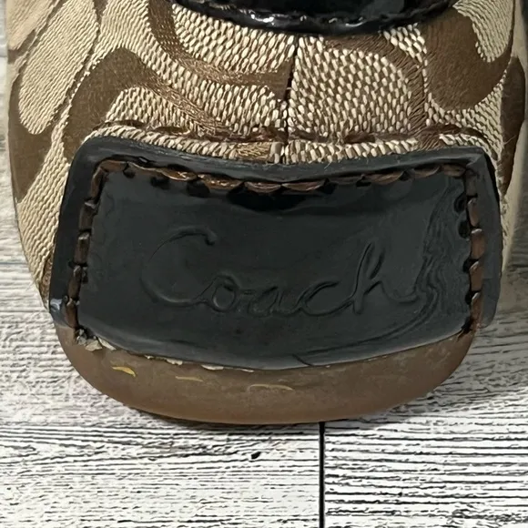 Coach FRIDA Slip on Loafers 8.5 Signature Monogram Logo Brown