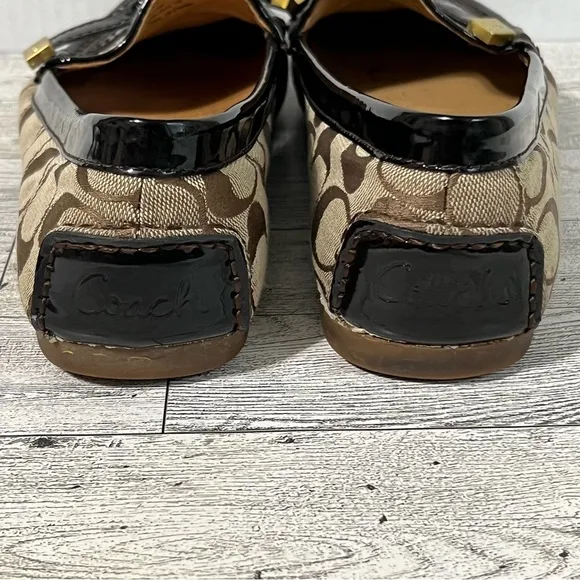Coach FRIDA Slip on Loafers 8.5 Signature Monogram Logo Brown