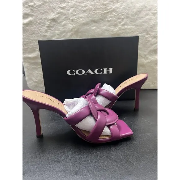 Coach Kellie Sandal Soft Signature Dress Sandals Deep Plum RARE!!!