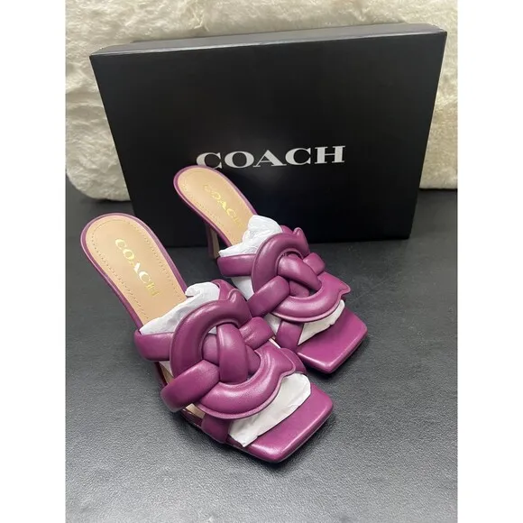 Coach Kellie Sandal Soft Signature Dress Sandals Deep Plum RARE!!!