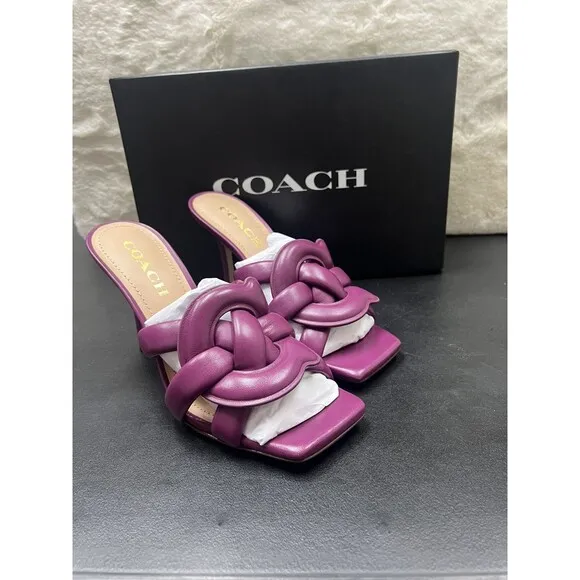 Coach Kellie Sandal Soft Signature Dress Sandals Deep Plum RARE!!!