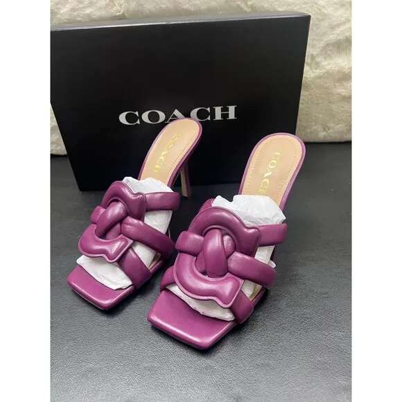 Coach Kellie Sandal Soft Signature Dress Sandals Deep Plum RARE!!!