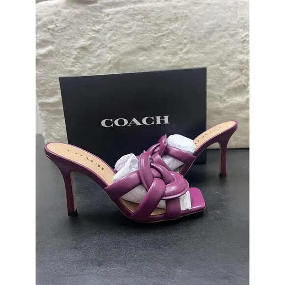 Coach Kellie Sandal Soft Signature Dress Sandals Deep Plum RARE!!!