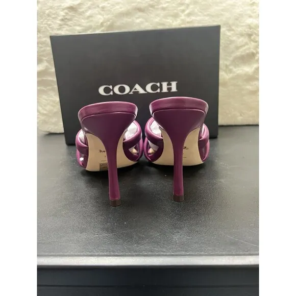 Coach Kellie Sandal Soft Signature Dress Sandals Deep Plum RARE!!!