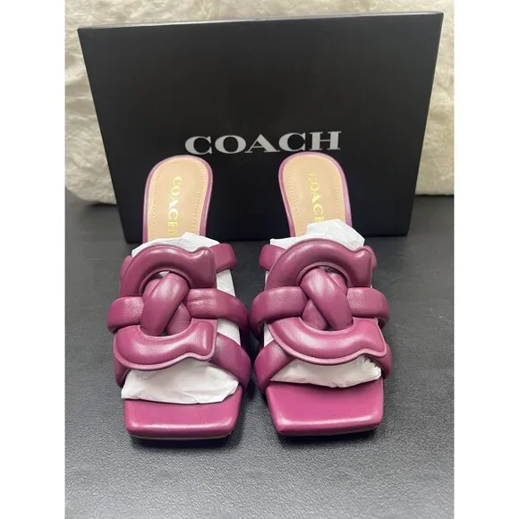 Coach Kellie Sandal Soft Signature Dress Sandals Deep Plum RARE!!!