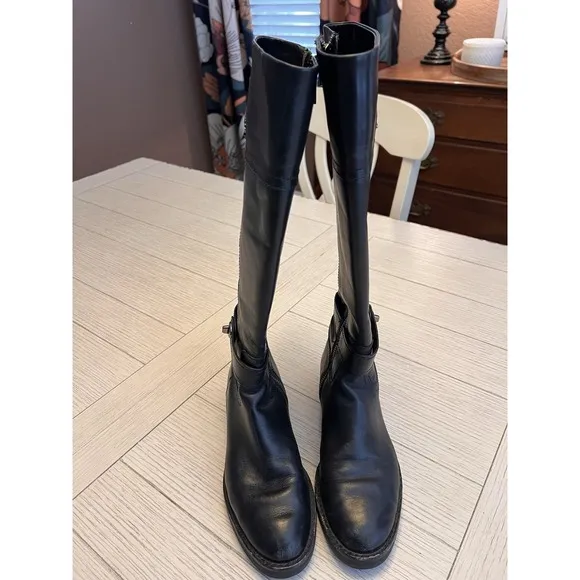 Coach Ladies Black Leather Knee-High Riding Boots W/ Zipper. Size 6.5