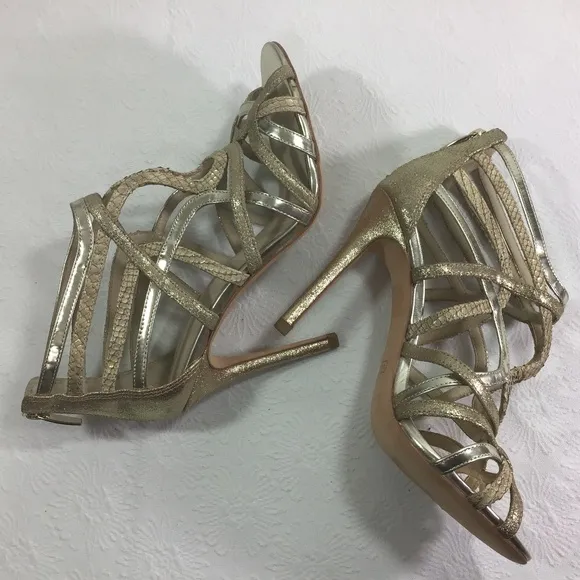 Coach Lancaster Strappy Gold Metallic Heel Sandals