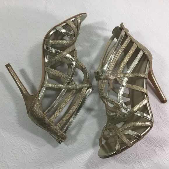 Coach Lancaster Strappy Gold Metallic Heel Sandals
