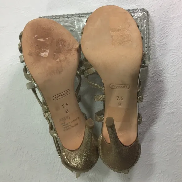 Coach Lancaster Strappy Gold Metallic Heel Sandals