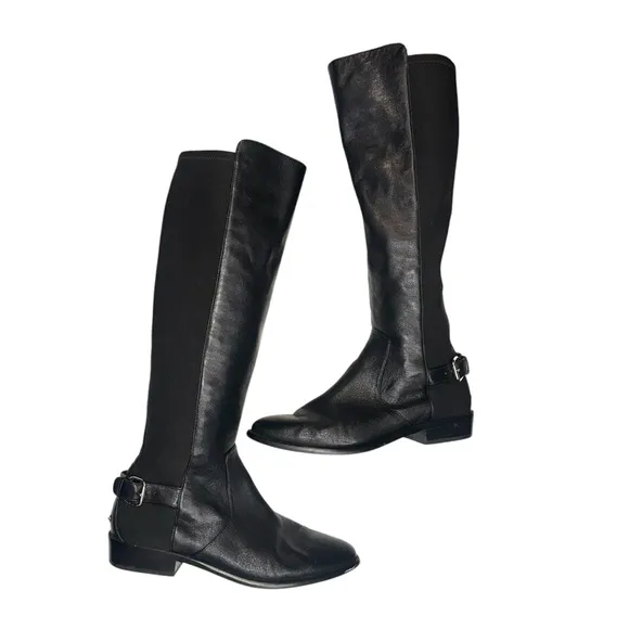 Coach Liza Black Leather Riding Boots 7