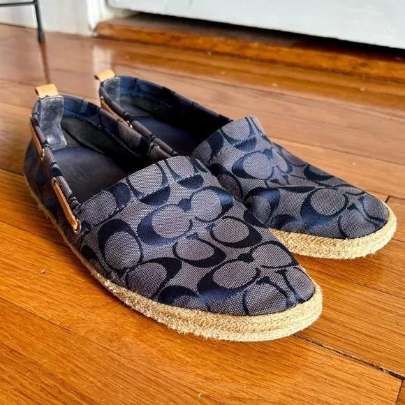 Coach 'Mellow' Fabric Slip On Jute Loafers