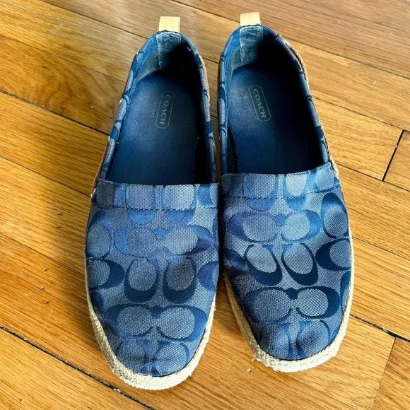 Coach 'Mellow' Fabric Slip On Jute Loafers