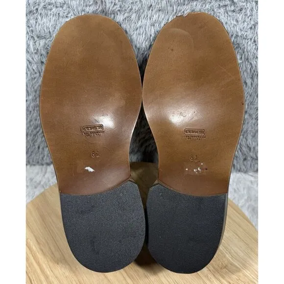 COACH Mens Western Harness‎ Derby Slip On Loafers Galen Brown  Cognac Size 8.5D