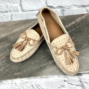 COACH Nadia Cream Tan Leather Women’s Loafers with Tassels Size 8.5