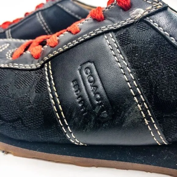 Coach Noella Black Leather and Canvas Sneakers Sz 5M
