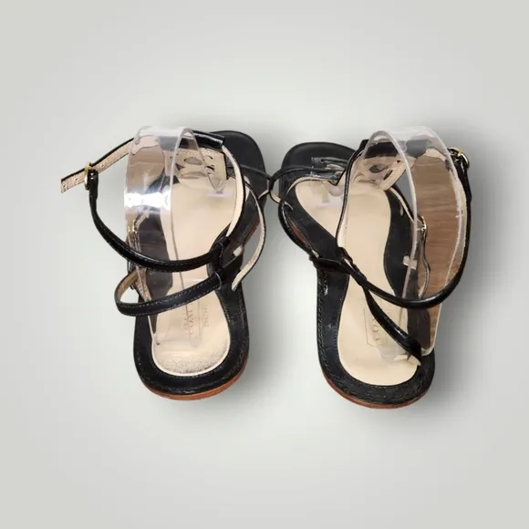 Coach patent leather Geralynn BLACK  PATENT LOGO GLADIATOR SANDALS size 9.5 B