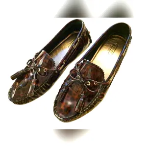 Coach Patent Loafer. Animal Print design. Tassels. Size 7 1/2 B.