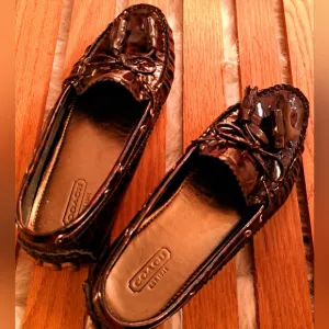 Coach Patent Loafer. Animal Print design. Tassels. Size 7 1/2 B.