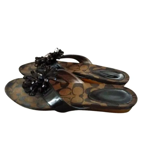 Coach Sandals Suki Black Daisy Women's Sandals Size 7