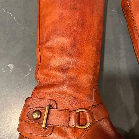Coach sz 6 Natalie chestnut leather brass riding boots