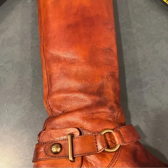 Coach sz 6 Natalie chestnut leather brass riding boots