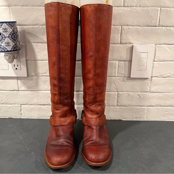 Coach sz 6 Natalie chestnut leather brass riding boots