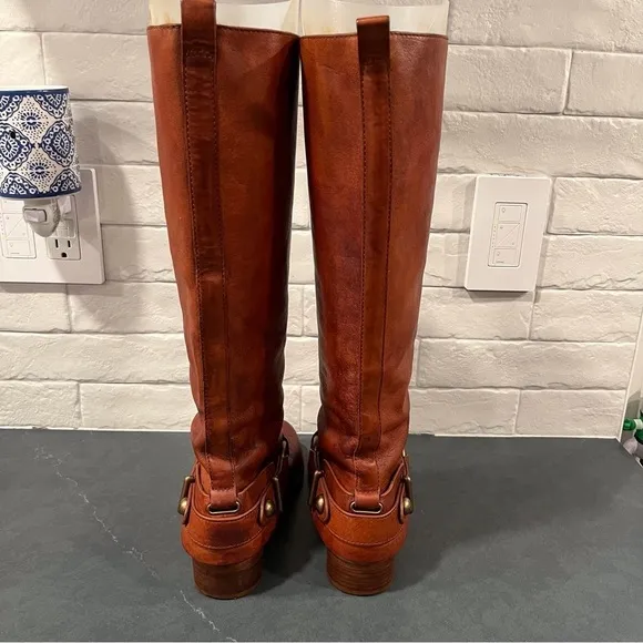 Coach sz 6 Natalie chestnut leather brass riding boots