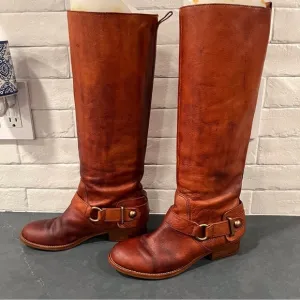 Coach sz 6 Natalie chestnut leather brass riding boots