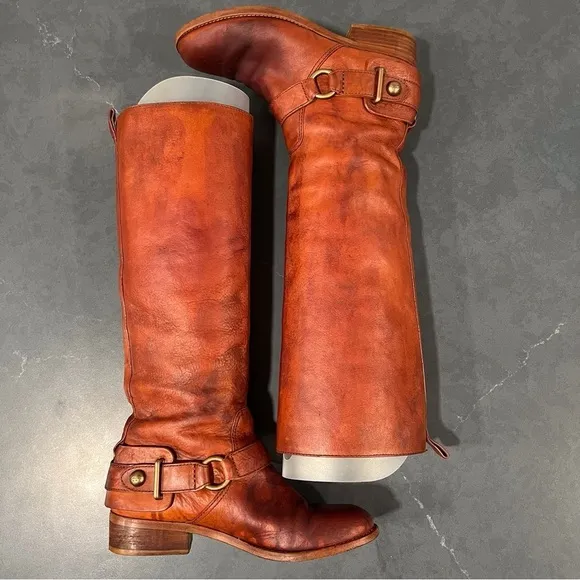 Coach sz 6 Natalie chestnut leather brass riding boots
