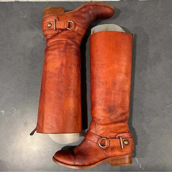 Coach sz 6 Natalie chestnut leather brass riding boots