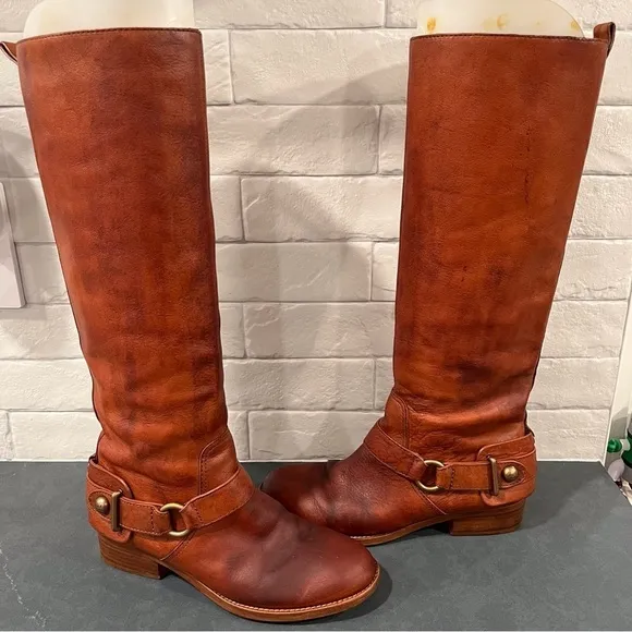 Coach sz 6 Natalie chestnut leather brass riding boots