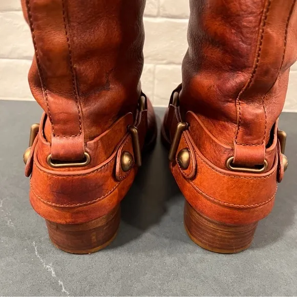 Coach sz 6 Natalie chestnut leather brass riding boots