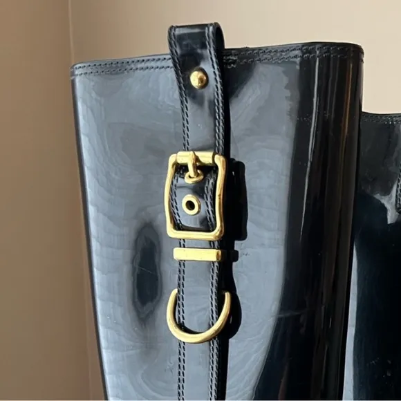 Coach Tasha Rain Boots with Signature Gold Buckle
