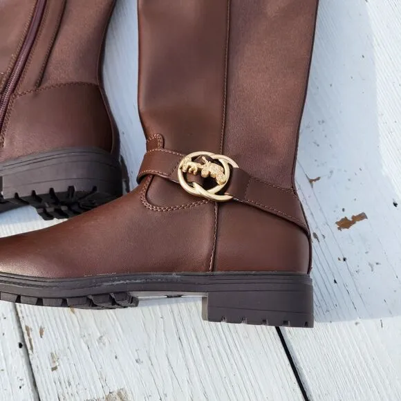 Coach Women's Walnut Farrah Leather Riding Boots Sz 5 Eu 35.5