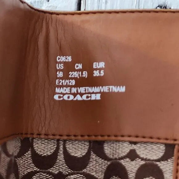 Coach Women's Walnut Farrah Leather Riding Boots Sz 5 Eu 35.5