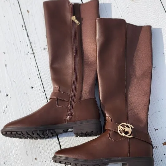 Coach Women's Walnut Farrah Leather Riding Boots Sz 5 Eu 35.5