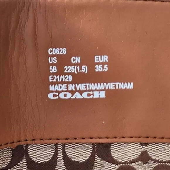 Coach Women's Walnut Farrah Leather Riding Boots Sz 5 Eu 35.5